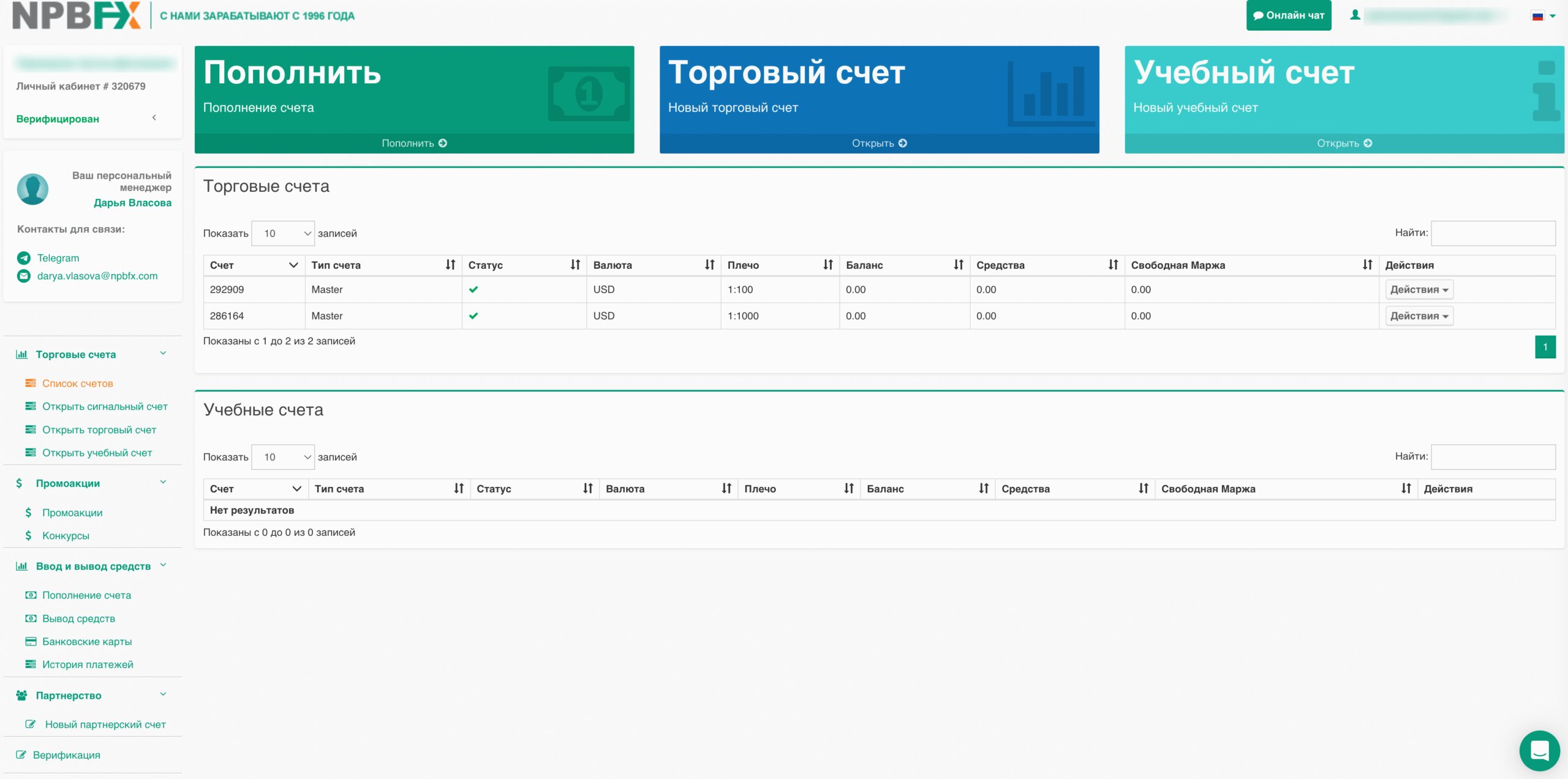 Личный кабинет NPBFX