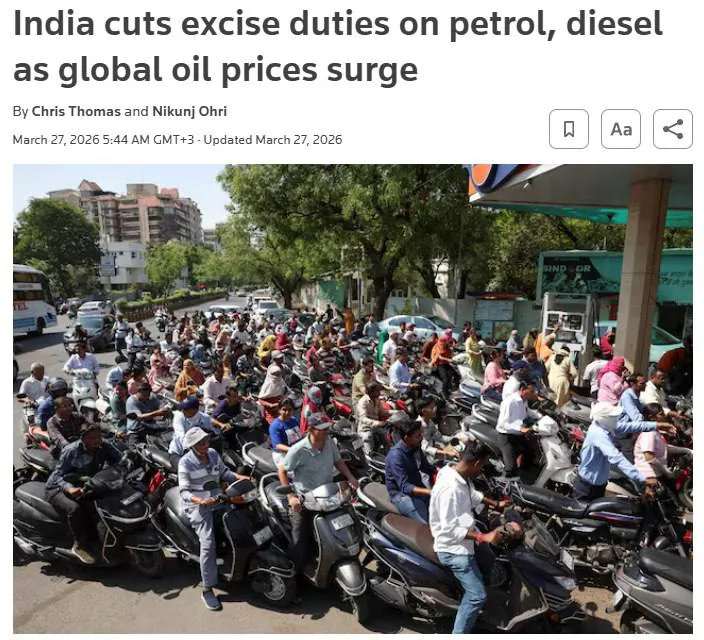 Индия обнулила акцизы на дизель и сократила налоги на бензин ради сдерживания роста цен