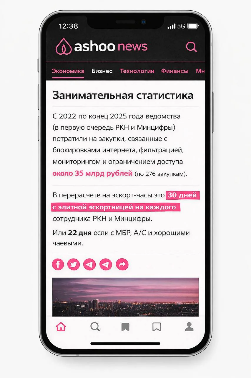 Блокировка Рунета обошлась казне в эквивалент 2,2 млн часов услуг московских эскортниц