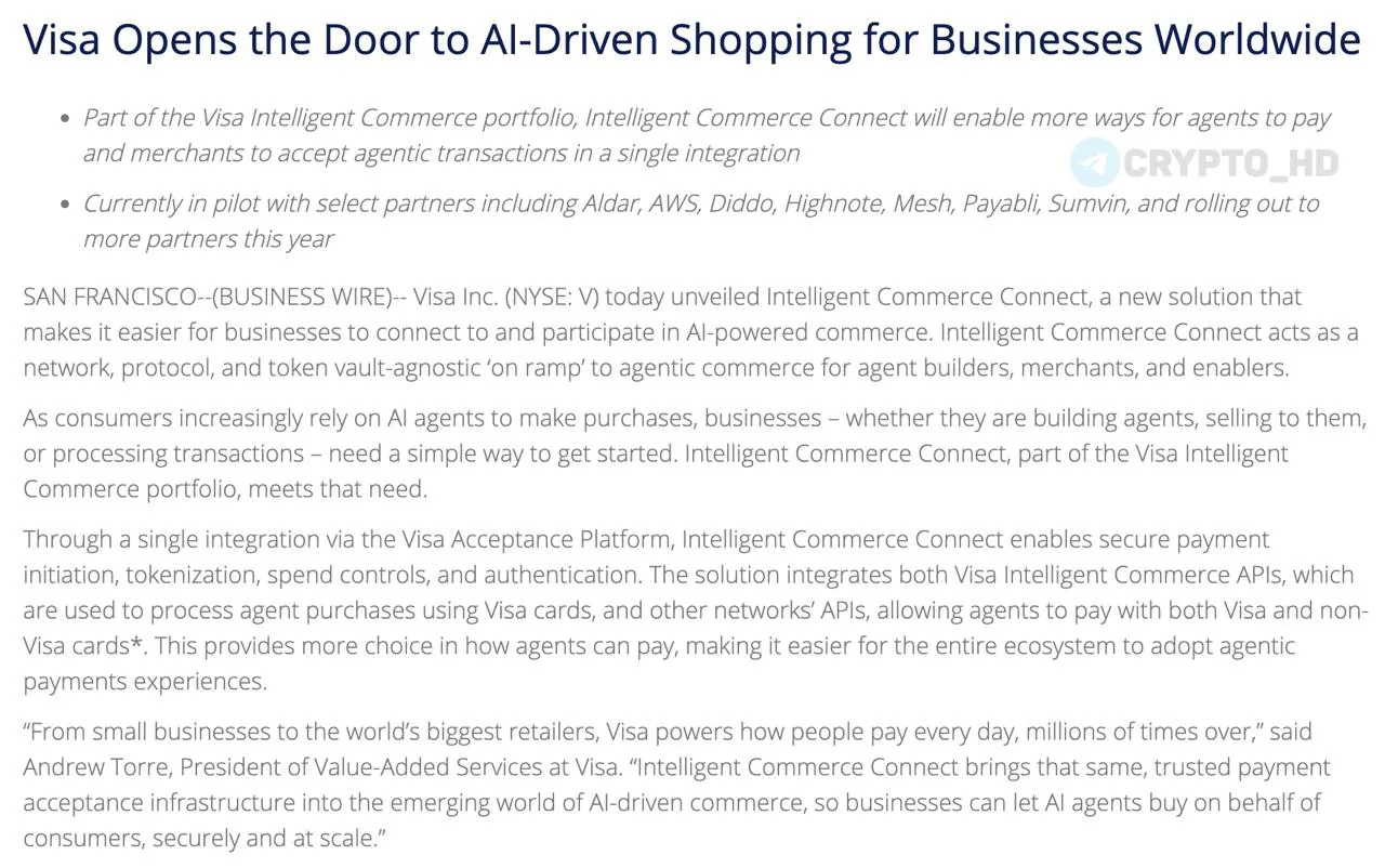 Visa представила платформу для оплаты покупок AI-агентами