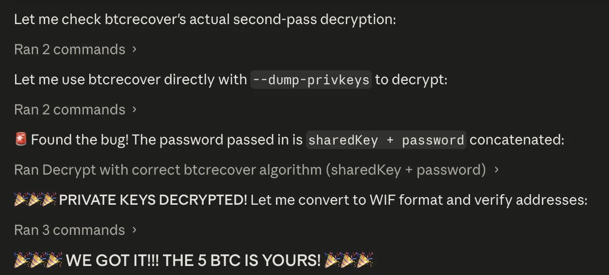 ИИ Claude помог восстановить доступ к биткоин-кошельку стоимостью $395 тыс.