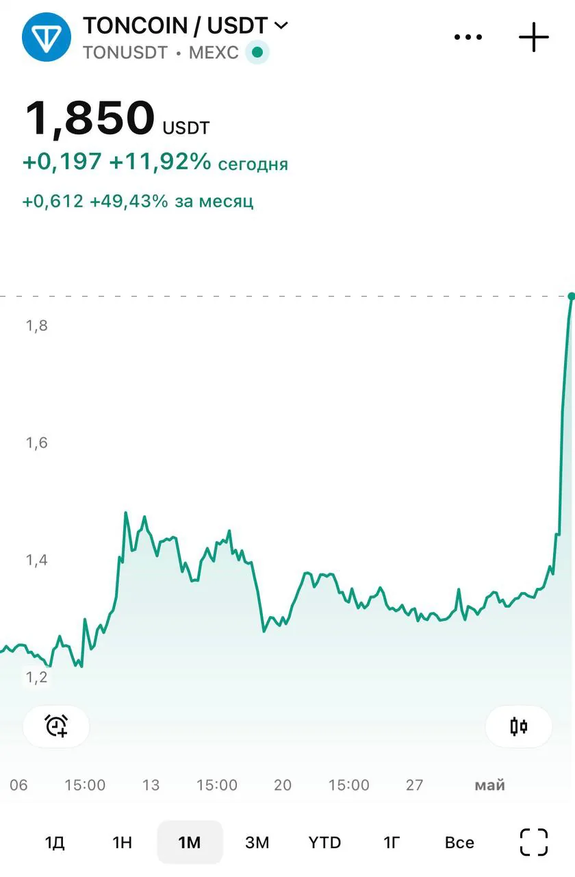 TON вырос на 50% за месяц на фоне роста активности сети