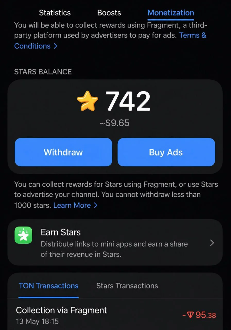 Рекламные выплаты в TON теперь доступны российским каналам в Telegram