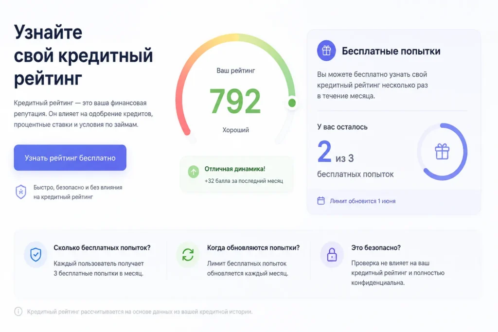 Кредитный рейтинг бесплатно без лимита - иллюстрация проверки рейтинга онлайн