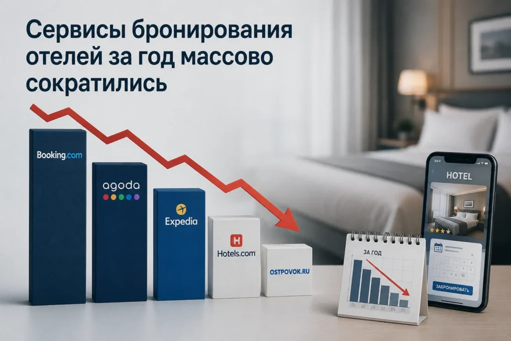 Сервисы бронирования отелей в России: доля топ-10 платформ снижается