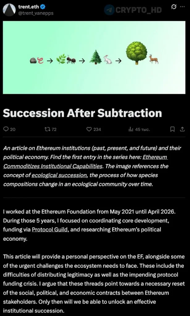 Бывший разработчик Ethereum предупреждает о возможном финансовом кризисе в фонде