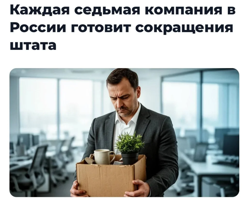 В 2026 году каждая седьмая российская компания планирует массовые сокращения