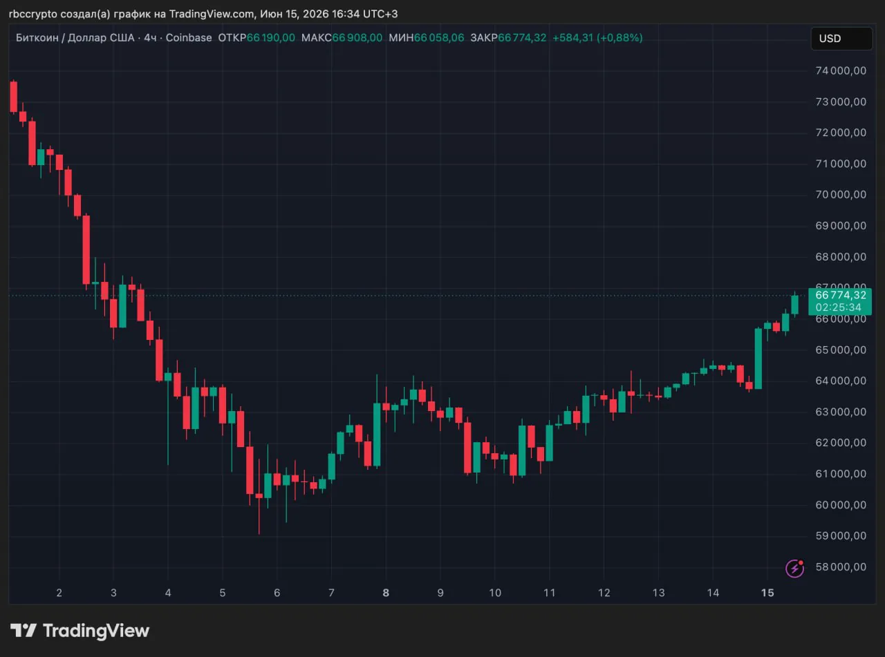 Курс биткоина превысил $67 тыс., Ethereum поднимается выше $1800, капитализация рынка выросла на 11%