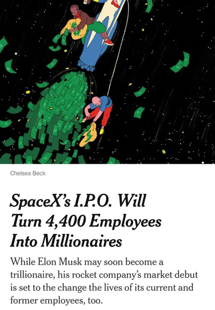 IPO SpaceX может создать тысячи долларовых миллионеров в первый же день