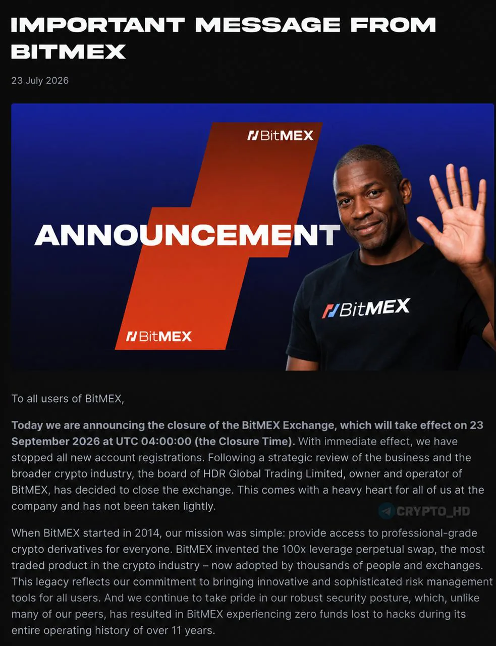 Криптобиржа BitMEX завершает работу: пользователям предстоит закрыть все позиции к сентябрю