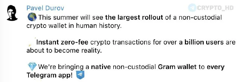 В Telegram анонсировали запуск некастодиального криптокошелька для миллиарда пользователей