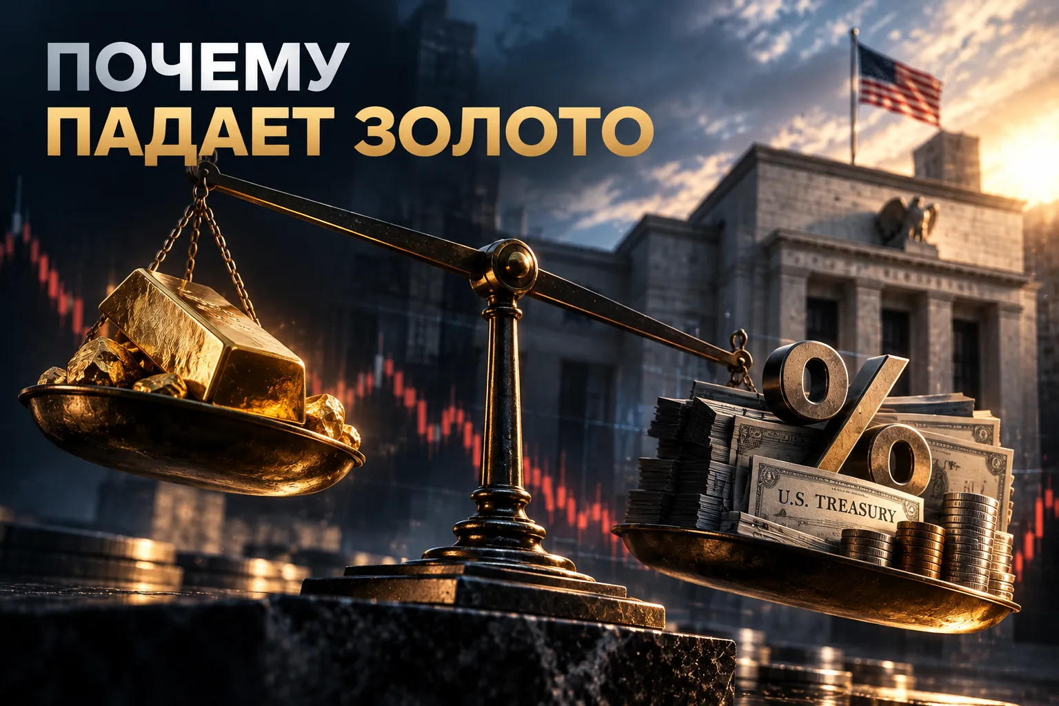 Почему падает золото: XAU/USD, ставки ФРС и доллар