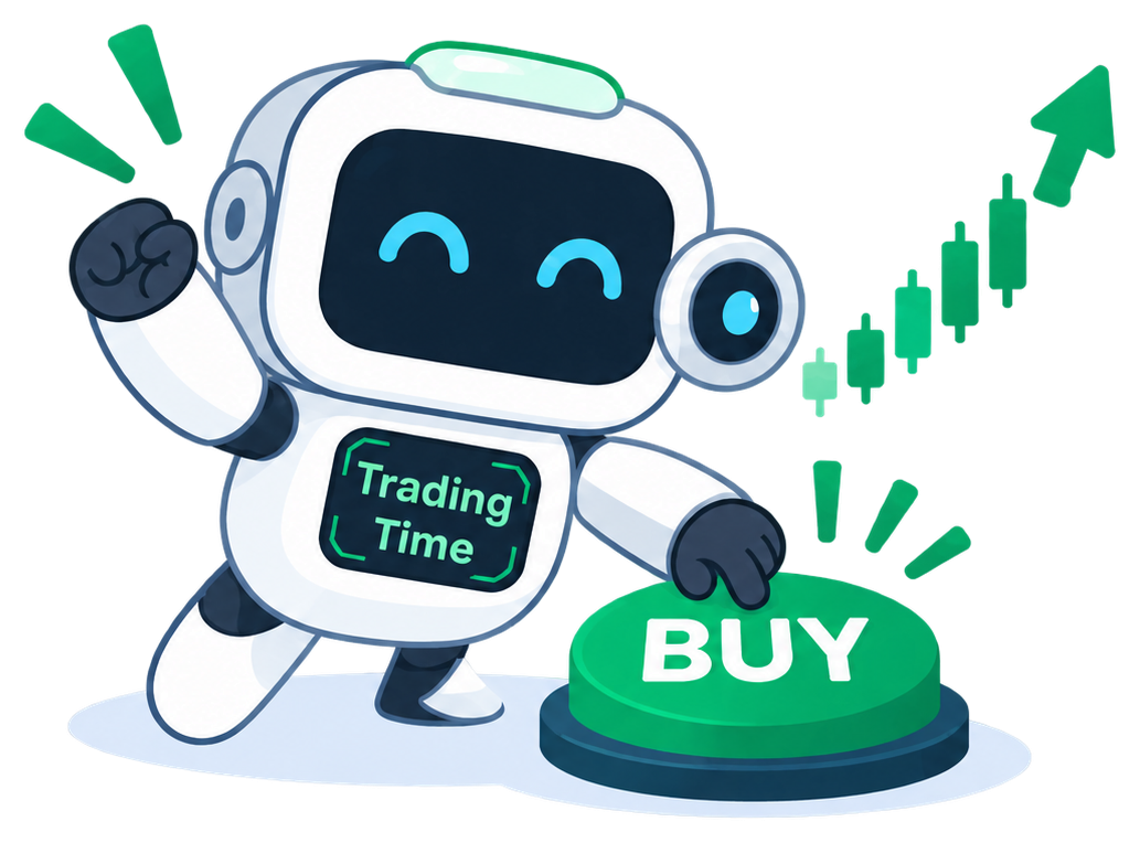 Робот Trading Time с кнопкой BUY и графиком роста