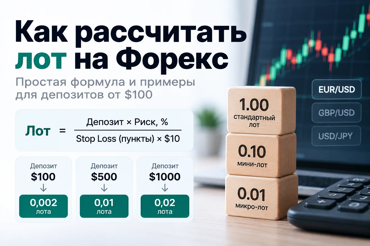Как рассчитать лот на Форекс по депозиту, риску и Stop Loss