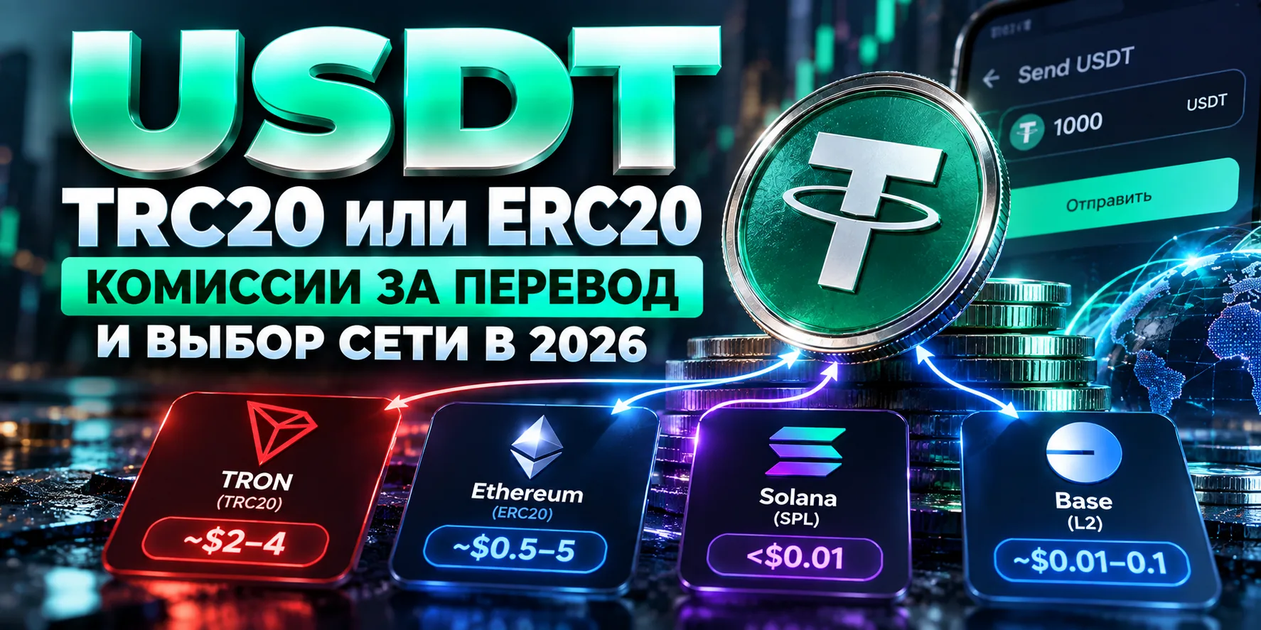 USDT TRC20 или ERC20: комиссии за перевод и выбор сети